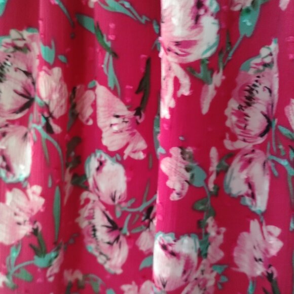 Pinkish Red Floral Smocked Dress - Picture 5 of 11